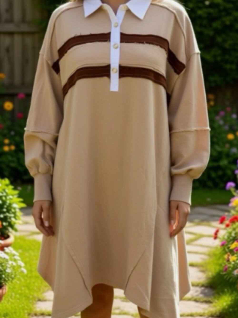 Heyson Women 3X Boho Polo T Shirt Dress Asymmetrical Shark Bite Hem Lagenlook